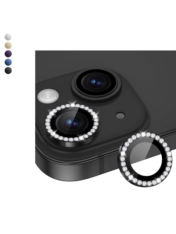 iPhone 15 / 15 Plus Taşlı Metal Kamera Lens Koruyucu Set