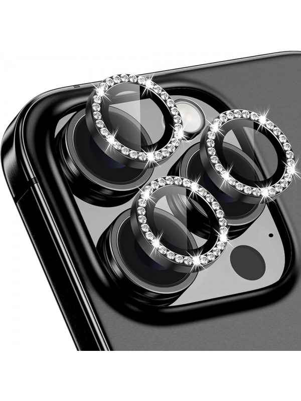 iPhone 16 Pro / 16 Pro Max Taşlı Metal Kamera Lens Koruyucu Set